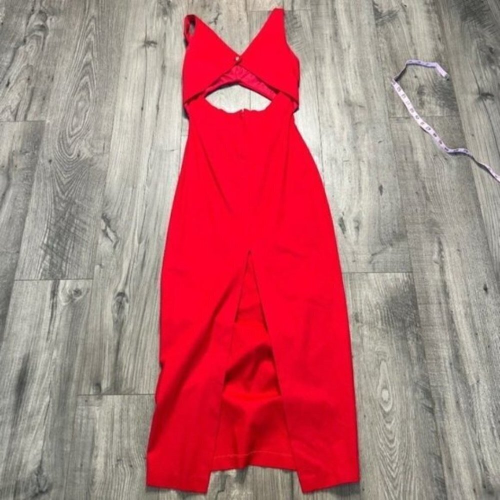 Vintage 310 For Shox Red Cutout Maxi Dress Size Small Back Slit & Cutout - Picture 6 of 16